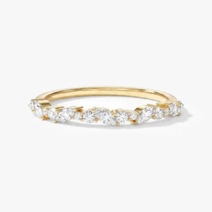 Marquise and Double Round Half Eternity Wedding Band