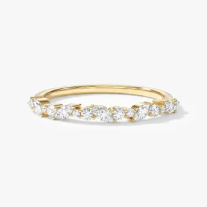 Marquise and Double Round Half Eternity Wedding Band