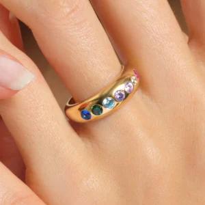 Bold Dome Multi Birthstone Ring
