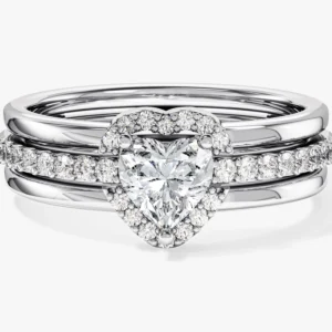 Triple Shank Heart Cut Promise Ring