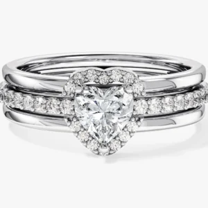 Triple Shank Heart Cut Promise Ring